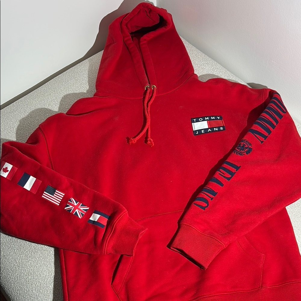 Tommy Hilfiger Red Hoodie Sweatshirt with Logo
